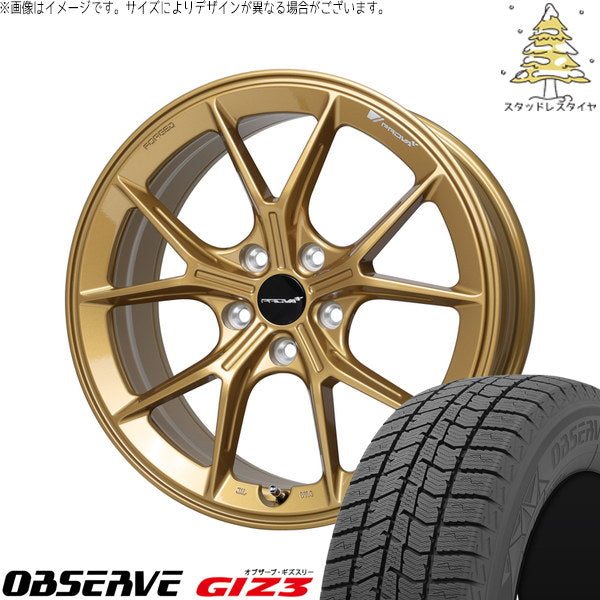 トーヨータイヤ オブザーブ GIZ3 225/45R18 ＋ プローバ ラフィナート プレミアムゴールド 18インチ 8J +45 5H114.3P スタッドレス・ホイール4本セット。1枚目。