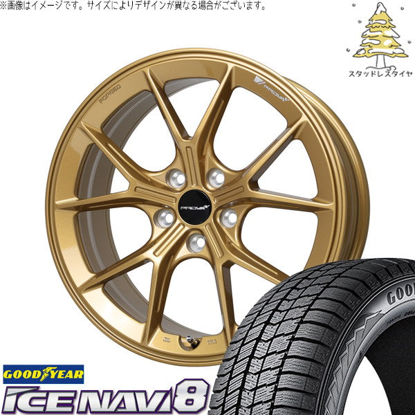 グッドイヤー アイスナビ8 225/60R18 ＋ プローバ ラフィナート プレミアムゴールド 18インチ 8J +45 5H114.3P スタッドレス・ホイール4本セット。1枚目。
