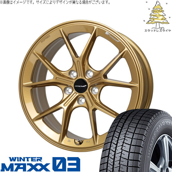 ダンロップ ウィンターマックス03 225/60R18 ＋ プローバ ラフィナート プレミアムゴールド 18インチ 8J +45 5H114.3P スタッドレス・ホイール4本セット。1枚目。