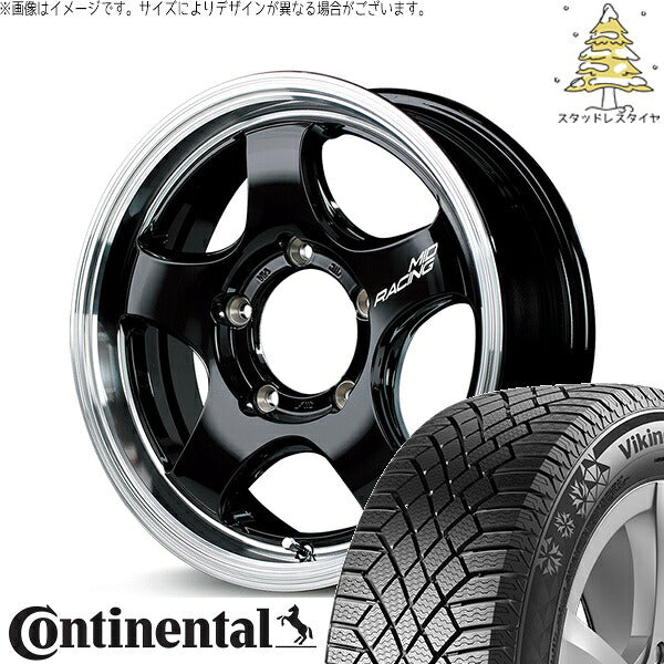 コンチネンタル バイキングコンタクト セブン (VikingContact7) 215/70R16 ＋ MIDレーシング R05-HC ブラックリムポリッシュ 16インチ 5.5J +20 5H139.7P スタッドレス・ホイール4本セット。1枚目。