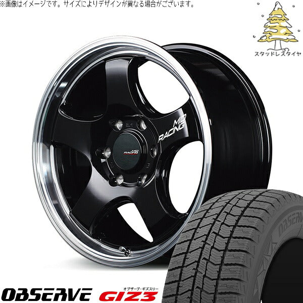 トーヨータイヤ オブザーブ GIZ3 215/60R17 ＋ MIDレーシング R05-HC ブラックリムポリッシュ 17インチ 6.5J +38 6H139.7P スタッドレス・ホイール4本セット。1枚目。