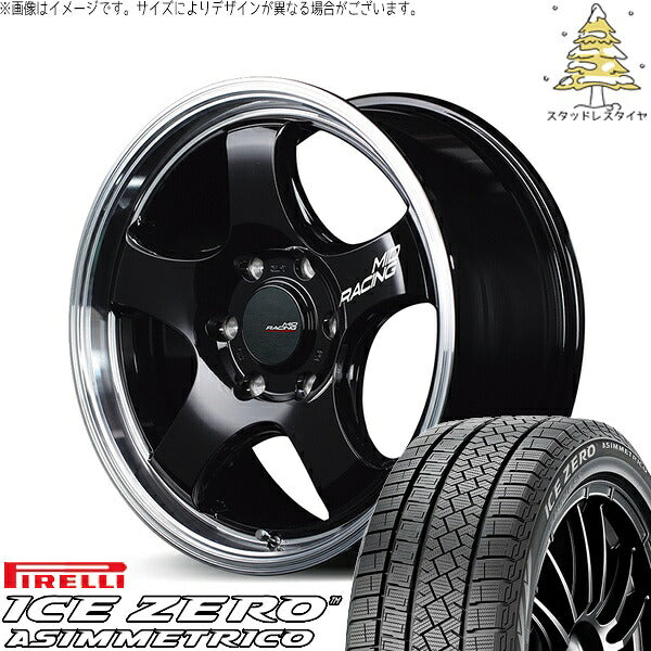 ピレリ アイスゼロアシンメトリコ (ICEZERO ASIMMETRICO) 215/60R17 ＋ MIDレーシング R05-HC ブラックリムポリッシュ 17インチ 6.5J +38 6H139.7P スタッドレス・ホイール4本セット。1枚目。