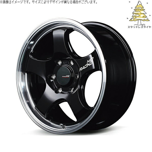 輸入スタッドレスタイヤ（銘柄指定不可） 215/60R17 ＋ MIDレーシング R05-HC ブラックリムポリッシュ 17インチ 6.5J +38 6H139.7P ホイール4本セット。1枚目。