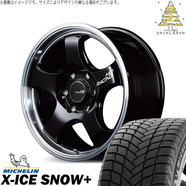 ミシュラン エックスアイス スノー+ 215/60R17 ＋ MIDレーシング R05-HC ブラックリムポリッシュ 17インチ 6.5J +38 6H139.7P スタッドレス・ホイール4本セット。1枚目。