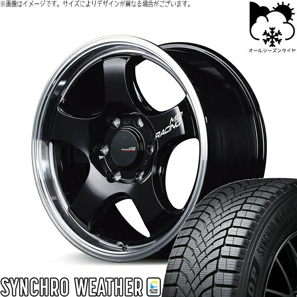 ダンロップ シンクロウェザー 215/60R17 ＋ MIDレーシング R05-HC ブラックリムポリッシュ 17インチ 6.5J +38 6H139.7P オールシーズン・ホイール4本セット。1枚目。
