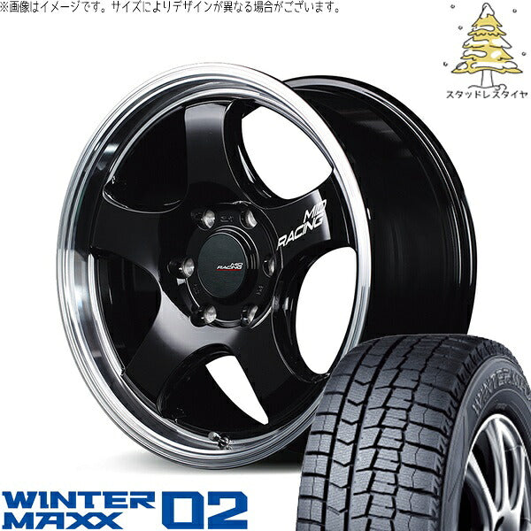 ダンロップ ウィンターマックス02 (WINTERMAXX02 WM02) 215/60R17 ＋ MIDレーシング R05-HC ブラックリムポリッシュ 17インチ 6.5J +38 6H139.7P スタッドレス・ホイール4本セット。1枚目。