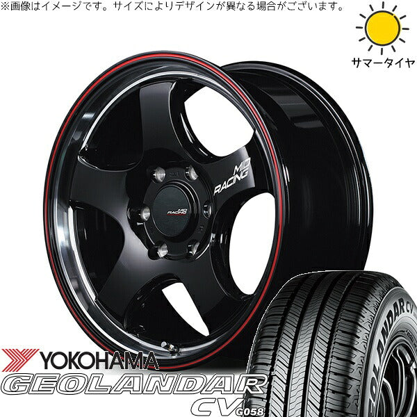 ヨコハマタイヤ ジオランダーCV G058 215/65R16 ＋ MIDレーシング R05-HC ブラックリムヴァーティカルポリッシュ/レッドライン 16インチ 6.5J +38 6H139.7P サマー・ホイール4本セット。1枚目。