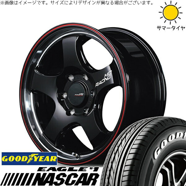 グッドイヤー イーグル ナスカー 215/65R16 ＋ MIDレーシング R05-HC ブラックリムヴァーティカルポリッシュ/レッドライン 16インチ 6.5J +38 6H139.7P サマー・ホイール4本セット。1枚目。