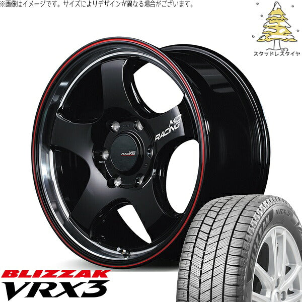 ブリヂストン ブリザック VRX3 215/60R17 ＋ MIDレーシング R05-HC ブラックリムヴァーティカルポリッシュ/レッドライン 17インチ 6.5J +38 6H139.7P スタッドレス・ホイール4本セット。1枚目。