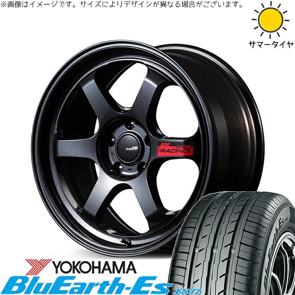 ヨコハマタイヤ ブルーアース ES32 225/50R17 ＋ MIDレーシング R06 クリスタルブラック 17インチ 7.5J +44 5H114.3P サマー・ホイール4本セット。1枚目。