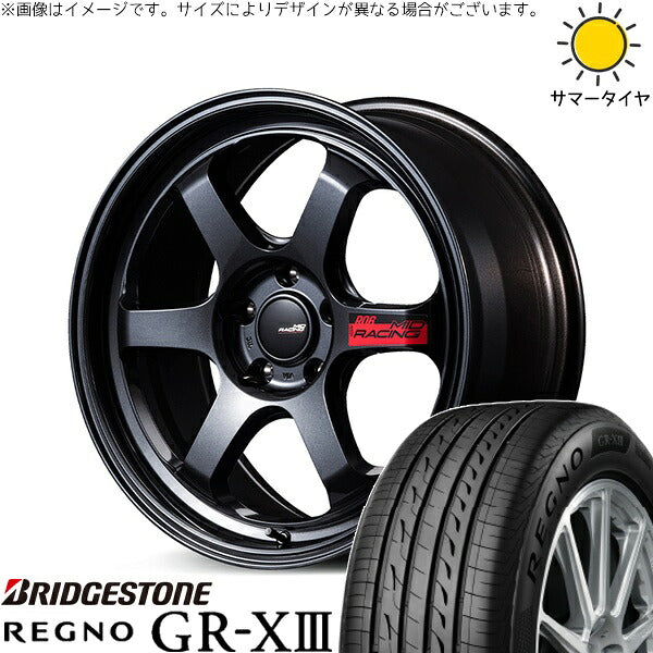 ブリヂストン レグノ GR-X3 RV 225/55R17 ＋ MIDレーシング R06 クリスタルブラック 17インチ 7.5J +44 5H114.3P サマー・ホイール4本セット。1枚目。
