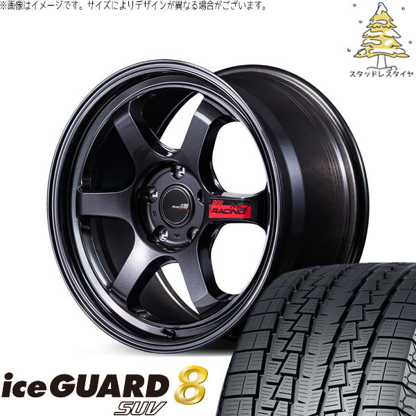 ヨコハマタイヤ アイスガード8 SUV 235/60R18 ＋ MIDレーシング R06 クリスタルブラック 18インチ 8.5J +38 5H114.3P スタッドレス・ホイール4本セット。1枚目。