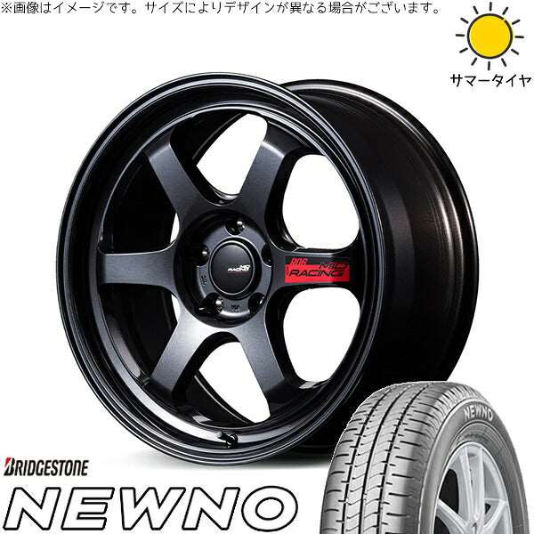 ブリヂストン ニューノ 225/45R18 ＋ MIDレーシング R06 クリスタルブラック 18インチ 7.5J +50 5H114.3P サマー・ホイール4本セット。1枚目。