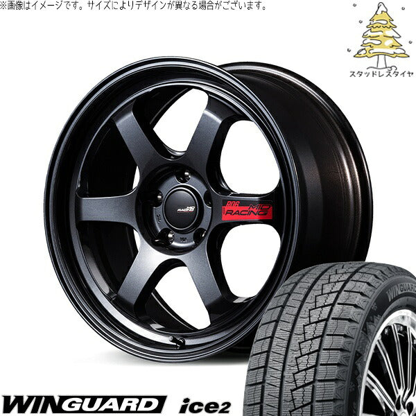 ネクセン ウィンガード アイス2 215/50R17 ＋ MIDレーシング R06 クリスタルブラック 17インチ 7.5J +44 5H114.3P スタッドレス・ホイール4本セット。1枚目。