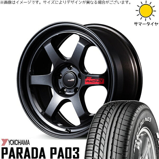 ヨコハマタイヤ パラダ PA03 225/50R18 ＋ MIDレーシング R06 クリスタルブラック 18インチ 7.5J +50 5H114.3P サマー・ホイール4本セット。1枚目。