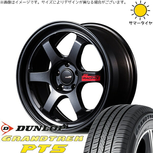 ダンロップ グラントレック PT5 225/60R18 ＋ MIDレーシング R06 クリスタルブラック 18インチ 7.5J +50 5H114.3P サマー・ホイール4本セット。1枚目。