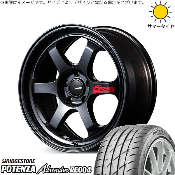 ブリヂストン ポテンザ アドレナリン RE004 225/45R18 ＋ MIDレーシング R06 クリスタルブラック 18インチ 7.5J +50 5H114.3P サマー・ホイール4本セット。1枚目。
