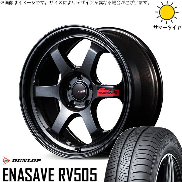 ダンロップ エナセーブ RV505 225/45R18 ＋ MIDレーシング R06 クリスタルブラック 18インチ 7.5J +50 5H114.3P サマー・ホイール4本セット。1枚目。