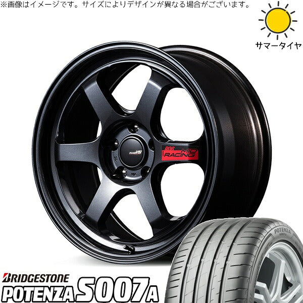 ブリヂストン ポテンザ S007A 265/35R18 ＋ MIDレーシング R06 クリスタルブラック 18インチ 10.5J +22 5H114.3P サマー・ホイール4本セット。1枚目。