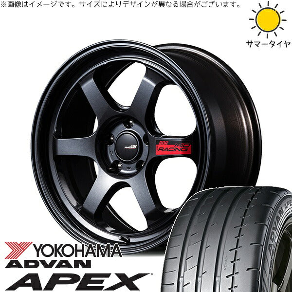 ヨコハマタイヤ アドバン APEX V601 245/40R18 ＋ MIDレーシング R06 クリスタルブラック 18インチ 8.5J +38 5H114.3P サマー・ホイール4本セット。1枚目。
