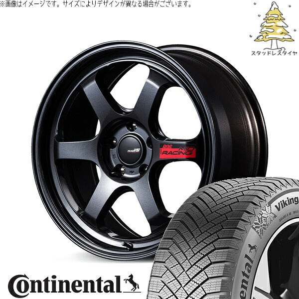 コンチネンタル バイキングコンタクト8 235/45R17 ＋ MIDレーシング R06 クリスタルブラック 17インチ 7.5J +44 5H114.3P スタッドレス・ホイール4本セット。1枚目。