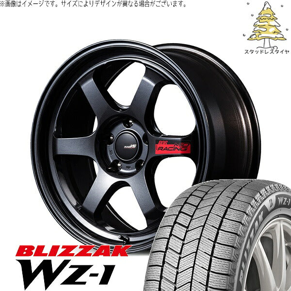 ブリヂストン ブリザック WZ-1 225/50R17 ＋ MIDレーシング R06 クリスタルブラック 17インチ 7.5J +44 5H114.3P スタッドレス・ホイール4本セット。1枚目。