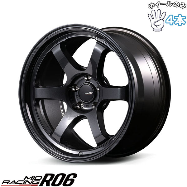 17インチ アルミホイール 5穴100 | MIDレーシング R06 クリスタルブラック 7.5J 4本