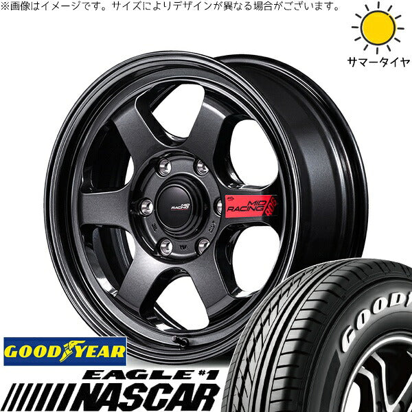 グッドイヤー イーグル ナスカー 215/60R17 ＋ MIDレーシング R06 クリスタルブラック 17インチ 6.5J +38 6H139.7P サマー・ホイール4本セット。1枚目。