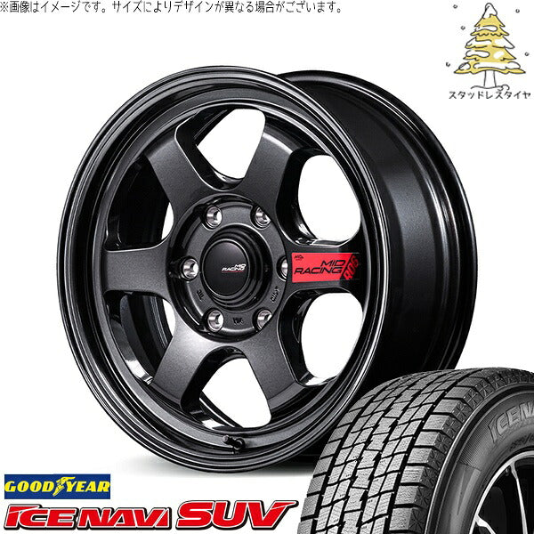 グッドイヤー アイスナビ SUV (ICENAVI SUV) 215/60R17 ＋ MIDレーシング R06 クリスタルブラック 17インチ 6.5J +38 6H139.7P スタッドレス・ホイール4本セット。1枚目。