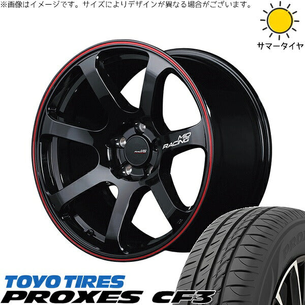 トーヨータイヤ プロクセス CF3 225/45R18 ＋ MIDレーシング R07 ブラック/リムレッドライン 18インチ 7.5J +50 5H114.3P サマー・ホイール4本セット。1枚目。