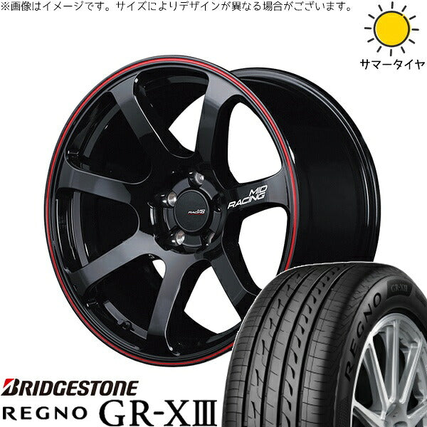 ブリヂストン レグノ GR-X3 RV 225/65R17 ＋ MIDレーシング R07 ブラック/リムレッドライン 17インチ 7J +48 5H114.3P サマー・ホイール4本セット。1枚目。