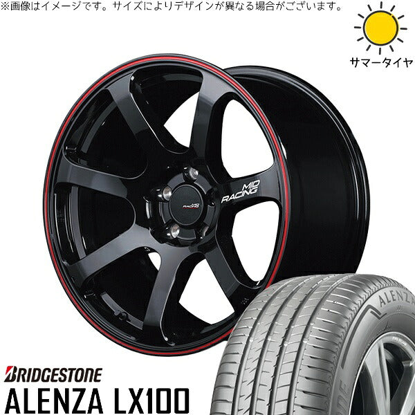 ブリヂストン アレンザ LX100 225/60R17 ＋ MIDレーシング R07 ブラック/リムレッドライン 17インチ 7J +48 5H114.3P サマー・ホイール4本セット。1枚目。