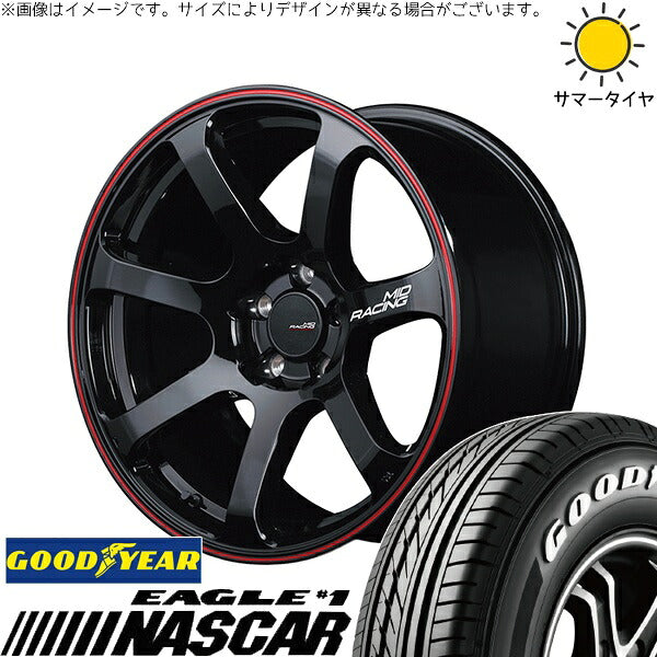 グッドイヤー イーグル ナスカー 215/60R17 ＋ MIDレーシング R07 ブラック/リムレッドライン 17インチ 7J +48 5H114.3P サマー・ホイール4本セット。1枚目。