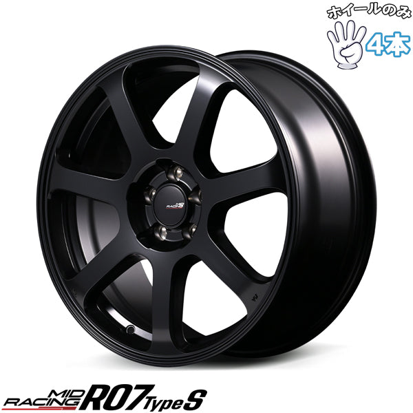 18インチ アルミホイール 5穴100 | MIDレーシング R07 TypeS セミグロスブラック 8J 4本
