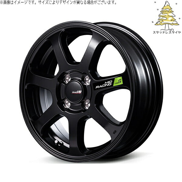 輸入スタッドレスタイヤ（銘柄指定不可） 165/60R15 ＋ MIDレーシング R07 タイプS セミグロスブラック 15インチ 5J +45 4H100P ホイール4本セット。1枚目。