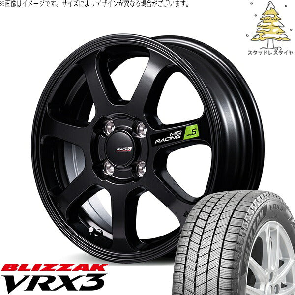 ブリヂストン ブリザック VRX3 (BLIZZAK VRX3) 165/60R15 ＋ MIDレーシング R07 タイプS セミグロスブラック 15インチ 5J +45 4H100P スタッドレス・ホイール4本セット。1枚目。