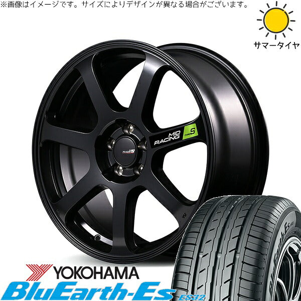 ヨコハマタイヤ ブルーアース ES32 225/50R18 ＋ MIDレーシング R07 タイプS セミグロスブラック 18インチ 8J +45 5H114.3P サマー・ホイール4本セット。1枚目。