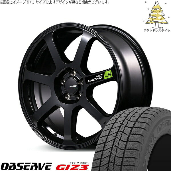 トーヨータイヤ オブザーブ GIZ3 215/45R17 ＋ MIDレーシング R07 タイプS セミグロスブラック 17インチ 7J +48 5H114.3P スタッドレス・ホイール4本セット。1枚目。