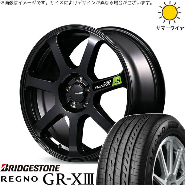 ブリヂストン レグノ GR-X3 225/55R17 ＋ MIDレーシング R07 タイプS セミグロスブラック 17インチ 7J +48 5H114.3P サマー・ホイール4本セット。1枚目。