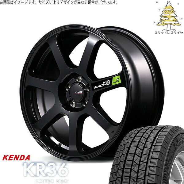 ケンダ アイステックネオ KR36 225/55R17 ＋ MIDレーシング R07 タイプS セミグロスブラック 17インチ 7J +48 5H114.3P スタッドレス・ホイール4本セット。1枚目。