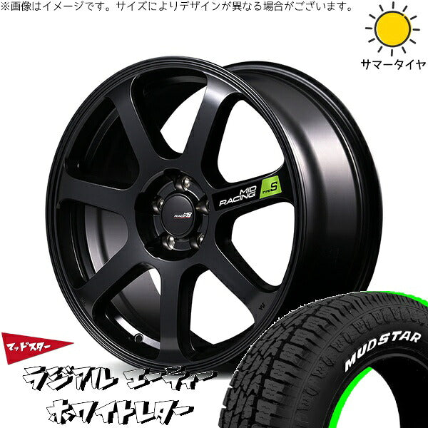 マッドスター ラジアルAT 225/55R18 ＋ MIDレーシング R07 タイプS セミグロスブラック 18インチ 8J +45 5H114.3P サマー・ホイール4本セット。1枚目。
