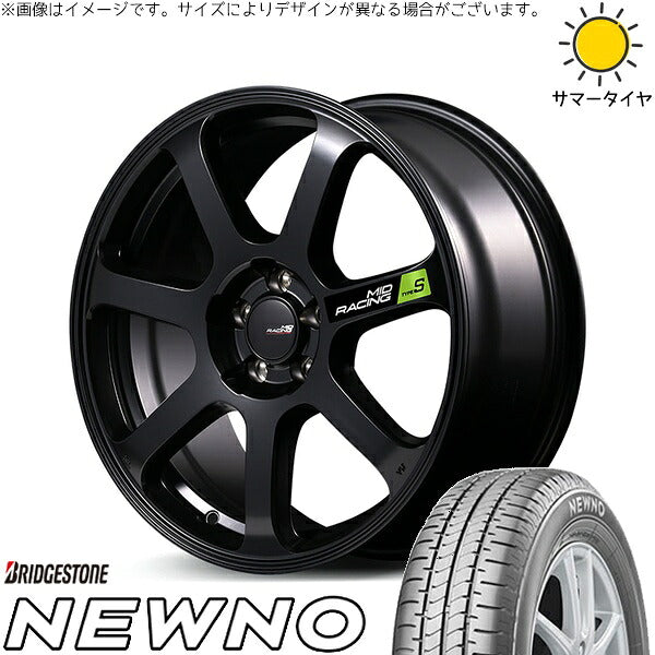 ブリヂストン ニューノ 215/50R17 ＋ MIDレーシング R07 タイプS セミグロスブラック 17インチ 7J +48 5H114.3P サマー・ホイール4本セット。1枚目。