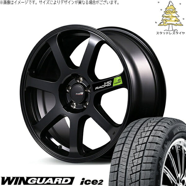 ネクセン ウィンガード アイス2 215/55R17 ＋ MIDレーシング R07 タイプS セミグロスブラック 17インチ 7J +48 5H114.3P スタッドレス・ホイール4本セット。1枚目。