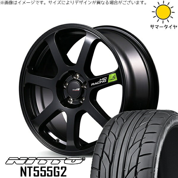 ニットー NT555G2 215/50R17 ＋ MIDレーシング R07 タイプS セミグロスブラック 17インチ 7J +48 5H114.3P サマー・ホイール4本セット。1枚目。