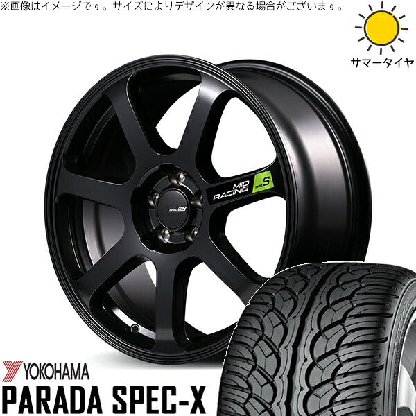 ヨコハマタイヤ パラダ Spec-X PA02 235/60R18 ＋ MIDレーシング R07 タイプS セミグロスブラック 18インチ 8J +45 5H114.3P サマー・ホイール4本セット。1枚目。