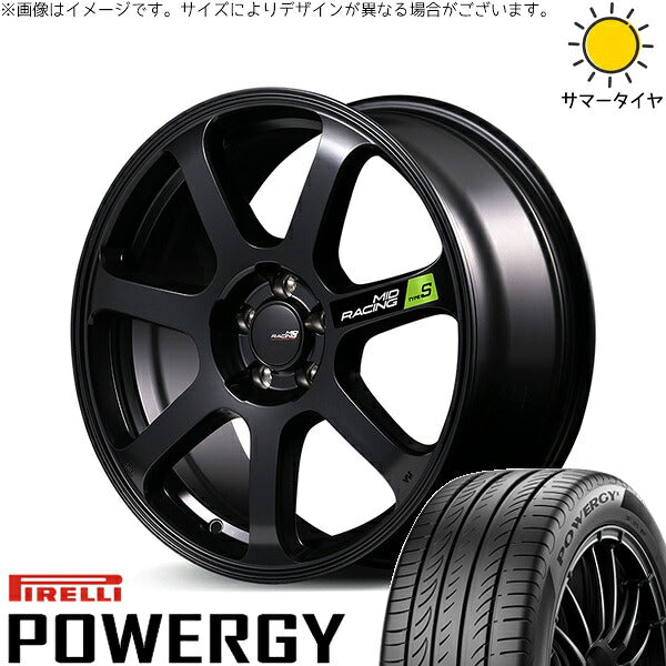 ピレリ パワジー 215/50R17 ＋ MIDレーシング R07 タイプS セミグロスブラック 17インチ 7J +48 5H114.3P サマー・ホイール4本セット。1枚目。