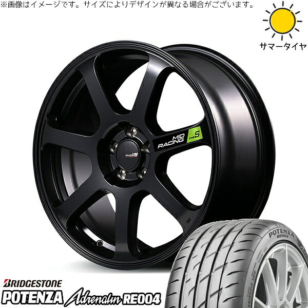 ブリヂストン ポテンザ アドレナリン RE004 245/40R18 ＋ MIDレーシング R07 タイプS セミグロスブラック 18インチ 8J +45 5H114.3P サマー・ホイール4本セット。1枚目。