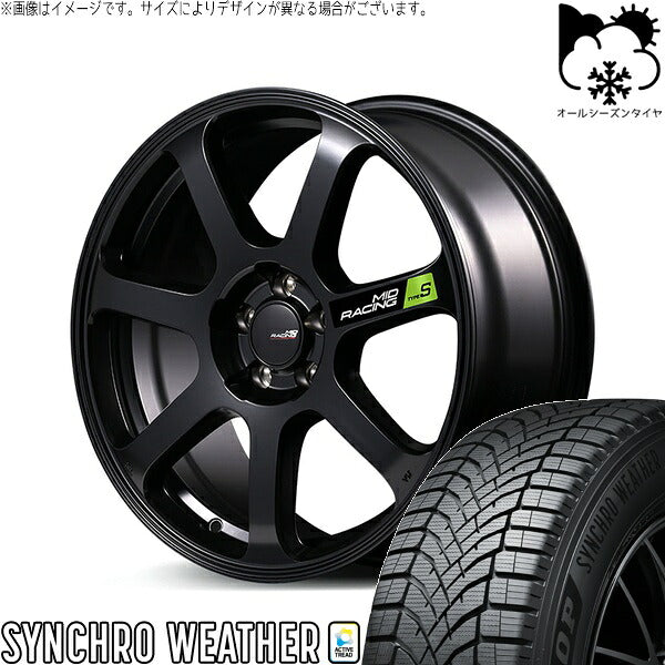 ダンロップ シンクロウェザー 235/60R18 ＋ MIDレーシング R07 タイプS セミグロスブラック 18インチ 8J +45 5H114.3P オールシーズン・ホイール4本セット。1枚目。