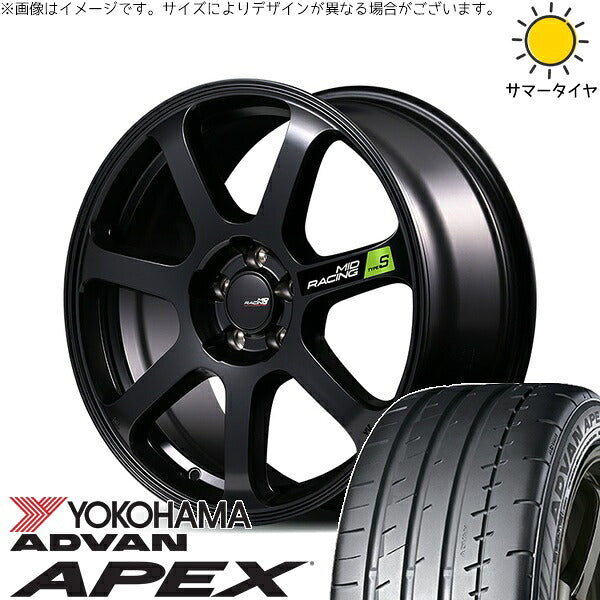 ヨコハマタイヤ アドバン APEX V601 245/40R18 ＋ MIDレーシング R07 タイプS セミグロスブラック 18インチ 8J +45 5H114.3P サマー・ホイール4本セット。1枚目。