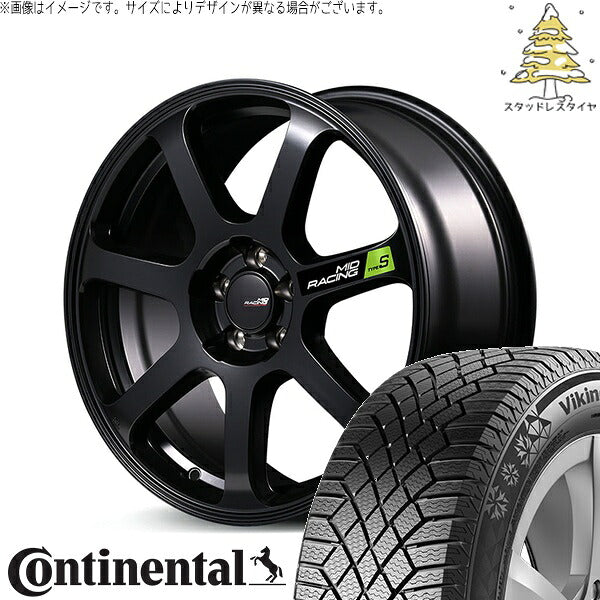 コンチネンタル バイキングコンタクト7 235/60R18 ＋ MIDレーシング R07 タイプS セミグロスブラック 18インチ 8J +45 5H114.3P スタッドレス・ホイール4本セット。1枚目。